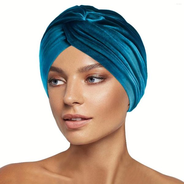 Etnik Giyim Müslüman Velvet Başörtüsü Şapkası Kadınlar İçin Yüksek Kaliteli Moda Afrika Türban Koyu Renk Kemoter