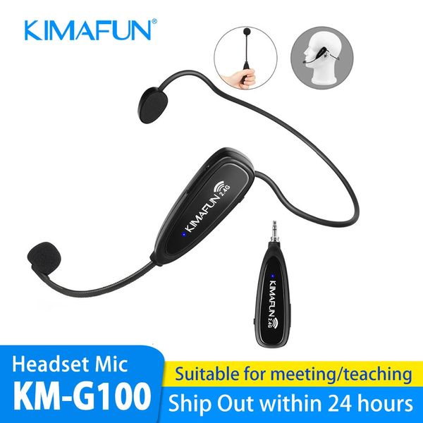 KIMAFUN 24G draadloze microfoon spraakheadset megafoon radiomicrofoon voor luidspreker onderwijs vergadergids met 635 mm adapter 240113
