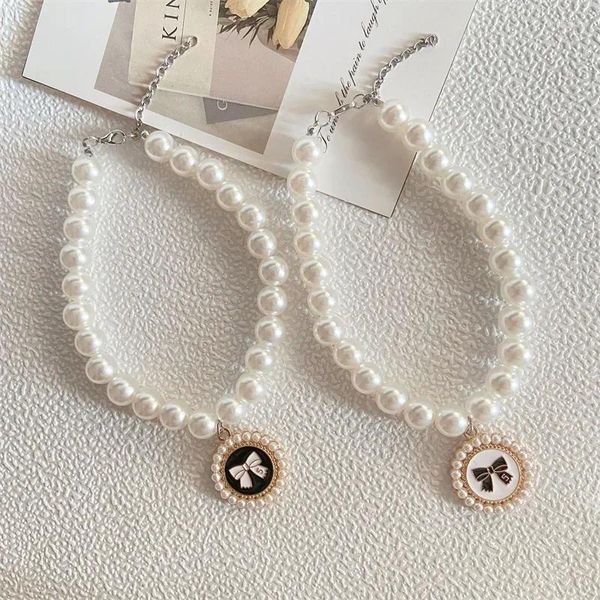 Collari per cani Collana di perle Gioielli per cani di piccola taglia Ciondolo bling per cuccioli Collare per matrimoni per gatti Chihuahua Yorkie Accessori per vestiti per ragazze