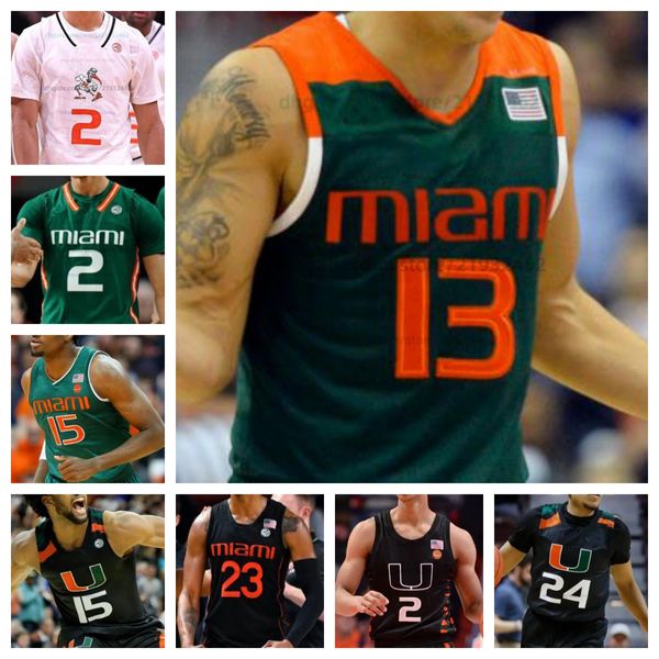 Personalizado Miami Hurricanes Basketball Jersey NCAA Stitched Jersey Qualquer Nome Número Homens Mulheres Juventude Bordado 2 Carson Mastin 1 Michael Nwoko 5 Wooga Poplar