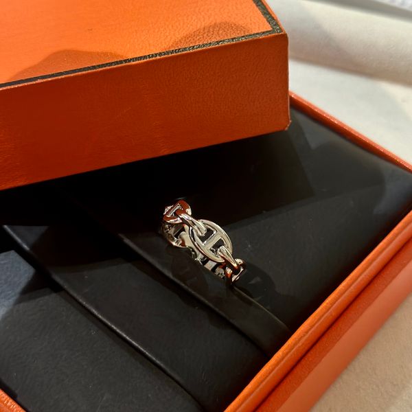 Anéis de marca designer de alta qualidade S925 Sterling Silver rosa nariz redondo círculo oco Hollow para feminino partido de joias