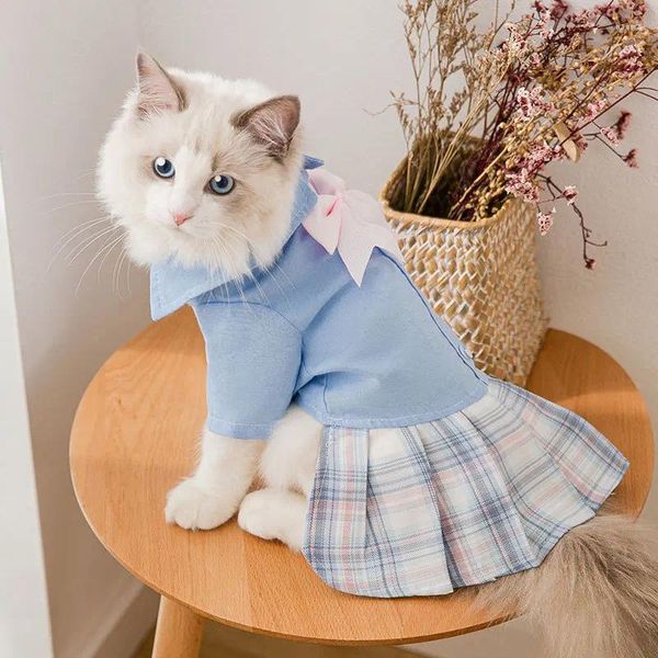 Abbigliamento per cani Abbigliamento Scuola Abbigliamento per animali domestici per cani Super piccolo vestito carino Stampa cartone animato Cucciolo Autunno Inverno Ragazza colorata Ropa Para Perro