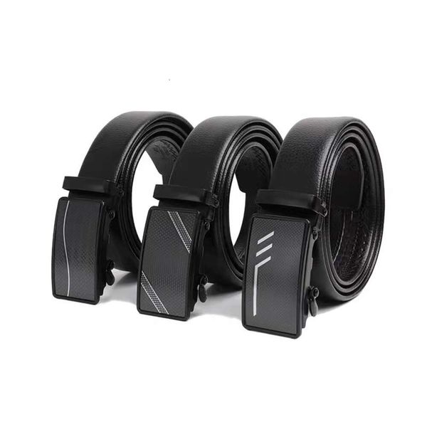 A1062 Cintura con fibbia automatica personalizzata calda Cinturini con fascia commerciale Moda classica Cinture da uomo in vera pelle nera da lavoro