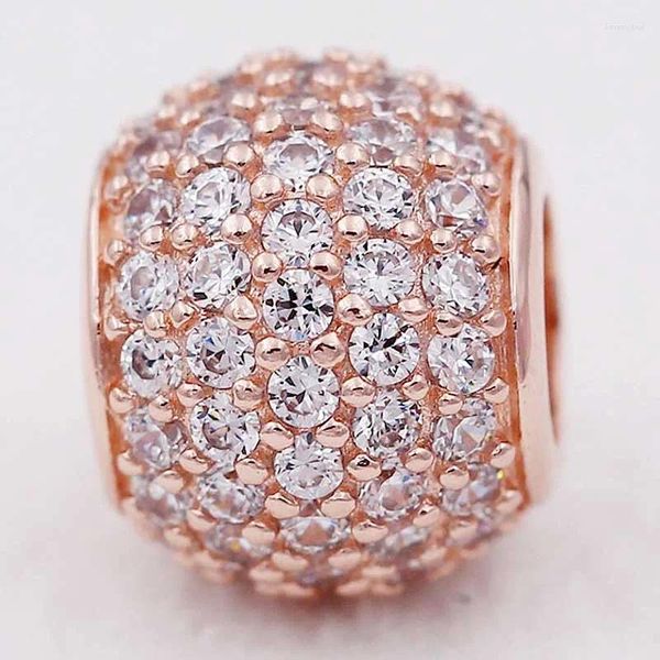 Pedras preciosas soltas original rosa pave bola espumante com contas de cristal completas caber 925 prata esterlina grânulo charme pulseira jóias diy