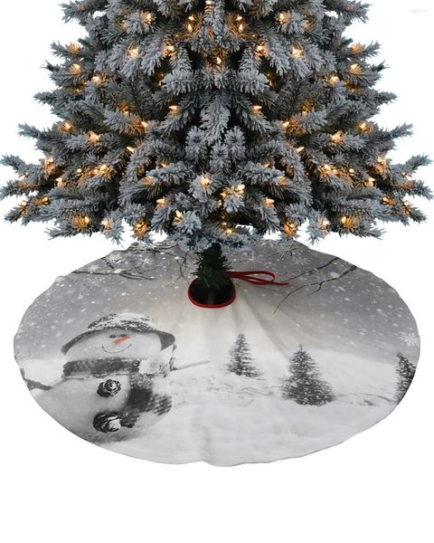 Decorazioni natalizie Pupazzo di neve invernale Fiocchi di neve Gonna per albero Decorazioni natalizie per forniture domestiche Rotonde
