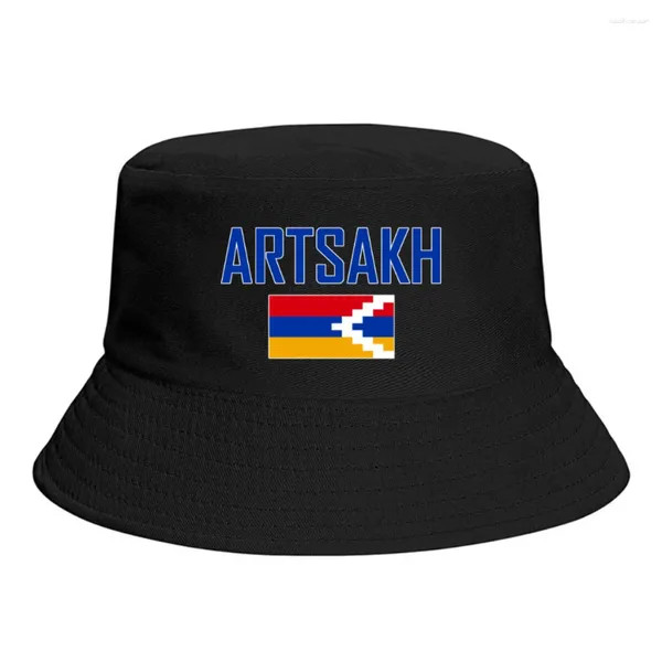 Berets Artsakh Flag Bucket Hats Print Cool Fans Sun Shade Simple Classic Outdoor Summer Fisherman Caps Fishing Cap