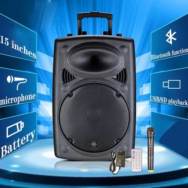 Lautsprecher Super Power Bluetooth Lautsprecher Säule Subwoofer K Song Boombox Outdoor Square Dance Soundbox Drahtloses Mikrofon TF AUX U Disk