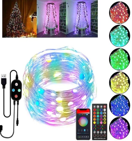 5M 15M 20M Smart Bluetooth Lichterkette LED Lichterketten Weihnachtsbaum Dekoration Lampe App Fernbedienung Urlaubsbeleuchtung1082358