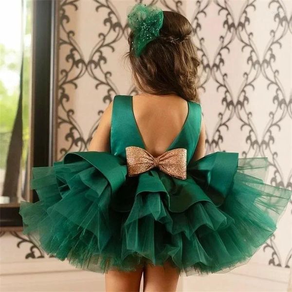 Abiti da ragazza Abito da bambino per bambini Grande fiocco Battesimo per ragazze Primo anno Festa di compleanno Abiti da sposa Tutu Abito soffice