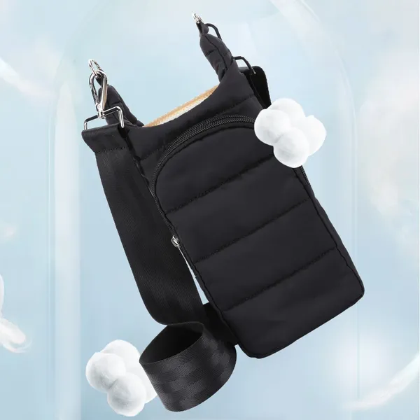 Sacos de compras Garrafa de água Puffer Tote ajustável alça larga bolsa portátil estilingue macio para viagens ao ar livre