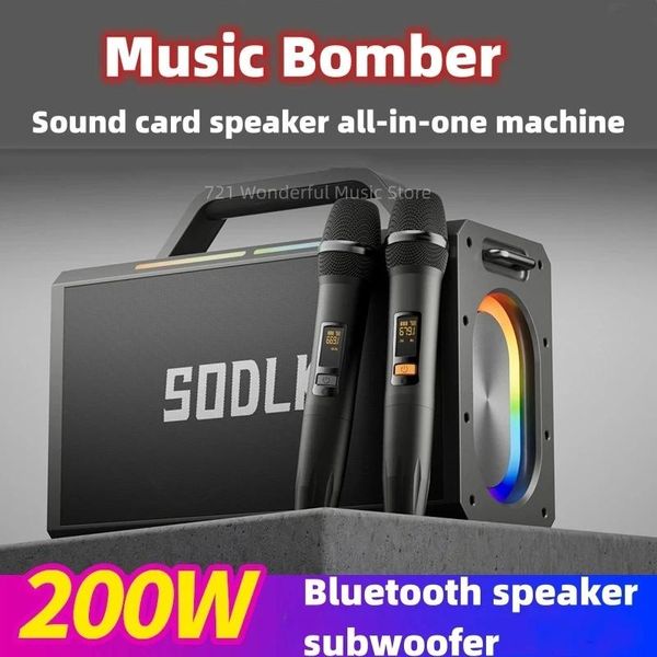 Колонки SOOLK S1115, 200 Вт, мощный беспроводной Bluetooth-динамик, уличная звуковая система для караоке, 4 динамика, сабвуфер, аккумулятор 24000 мАч