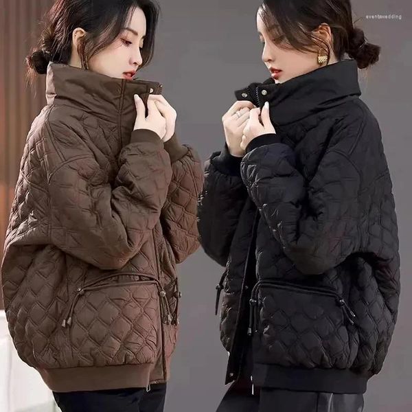 Casacos de trincheira femininos 2024 moda mulheres coreanas inverno para baixo jaquetas de algodão senhoras quentes parkas feminino engrossar acolchoado outwear tops