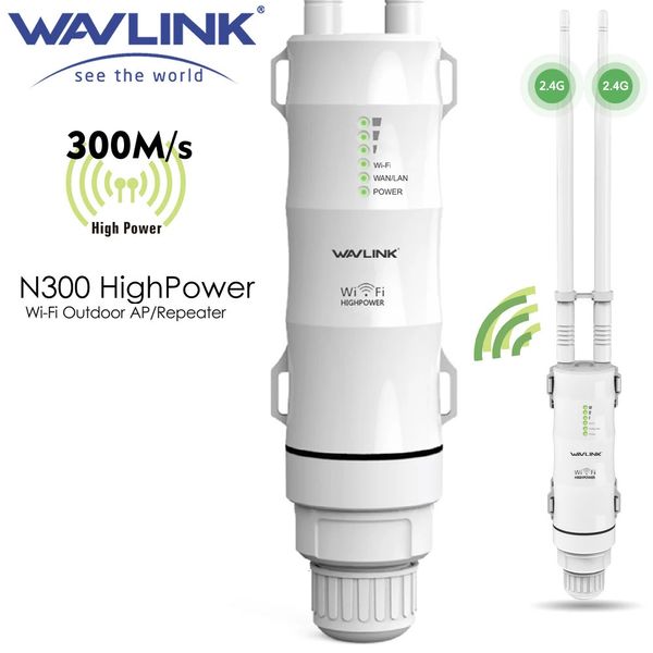 Wavlink N300 Router WiFi wireless resistente alle intemperie 30dbm ad alta potenza per esterniRipetitore APExtender Antenna staccabile esterna 24G 15KV 240113