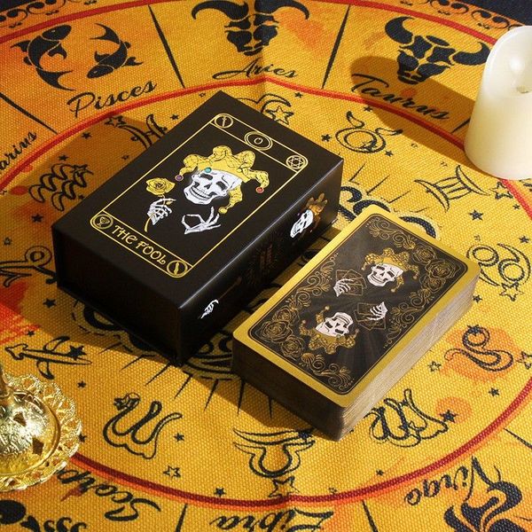 Guida ai Tarocchi in lamina d'oro impermeabile all'ingrosso Libro da tavolo con carte Oracle Giochi di società con guida