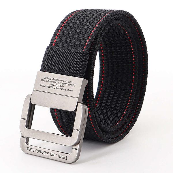 Cintura in nylon da uomo personalizzata personalizzata Cintura di lusso con doppio anello con fibbia in metallo Cintura per jeans Cintura in tessuto con reggicalze tattico