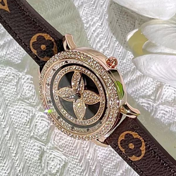 Orologi da polso firmati da donna di moda di alta qualità con diamanti pieni vita impermeabile 30 m in pelle luce notturna con scatola aaa orologi al quarzo da donna no417