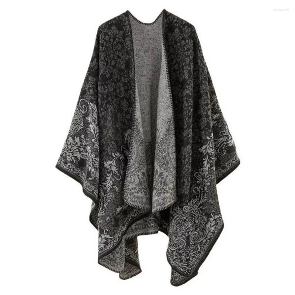 Schals Frauen Cape Stilvolle Damen Vintage Warme Übergroße Strickjacke Schal Wrap Mit Unregelmäßigem Druck Für Herbst Winter