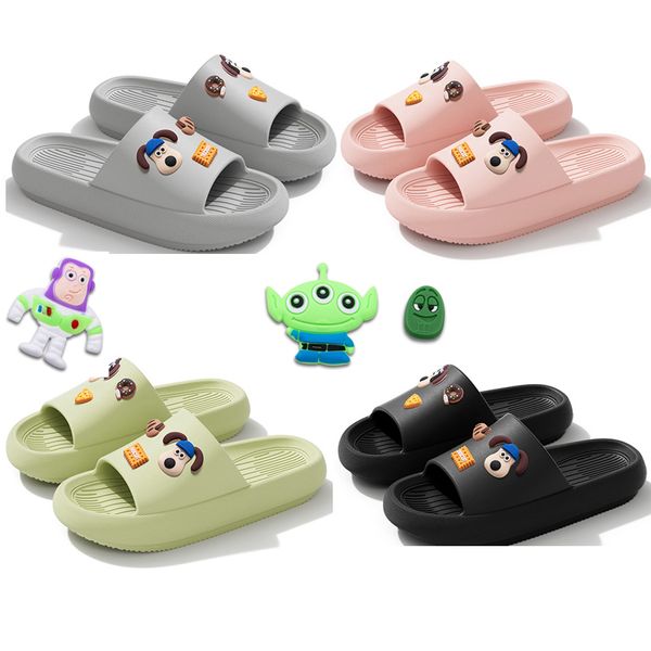 2024 novos sliders designer para mulheres homens chinelos slides DIY Moda Sapatos Cadeia Chinelos Criativos Cão Dos Desenhos Animados Mulheres Lichia Quente Casa Plataforma Bolha