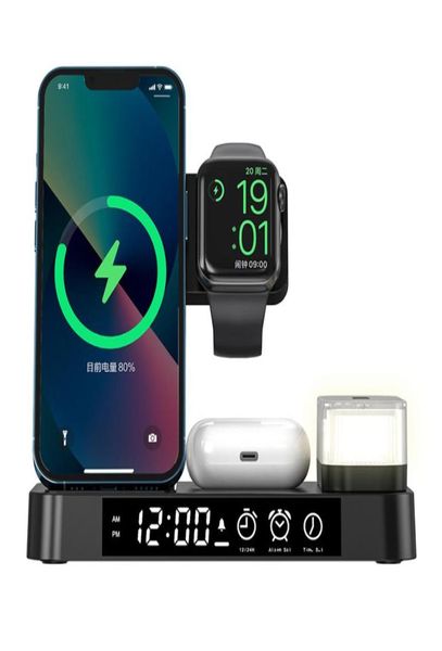 Carregador magnético sem fio 3 em 1 30W Qi Carregamento rápido Macsafe iPhone 12 13 Pro Max Apple Watch Airpods Pro estação de carregamento 7336169