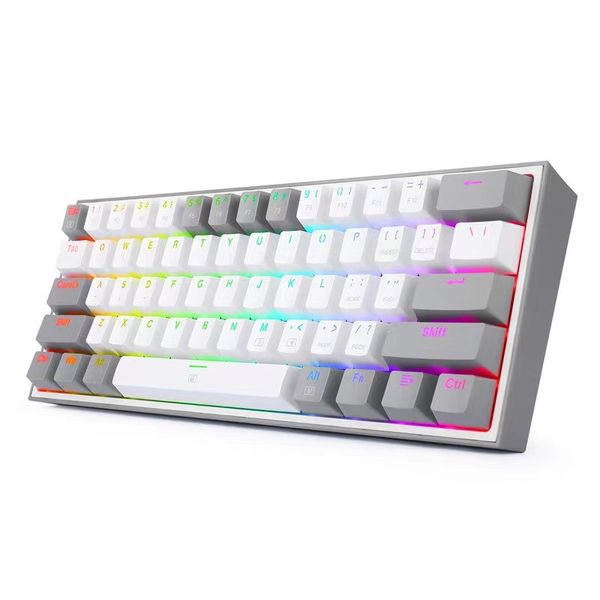 LED-Beleuchtung K617 RGB USB Mini mechanische Gaming-Tastatur mit Kabel, roter Schalter, 61 Tasten, Gamer für Computer, PC, Laptop, abnehmbares Kabel