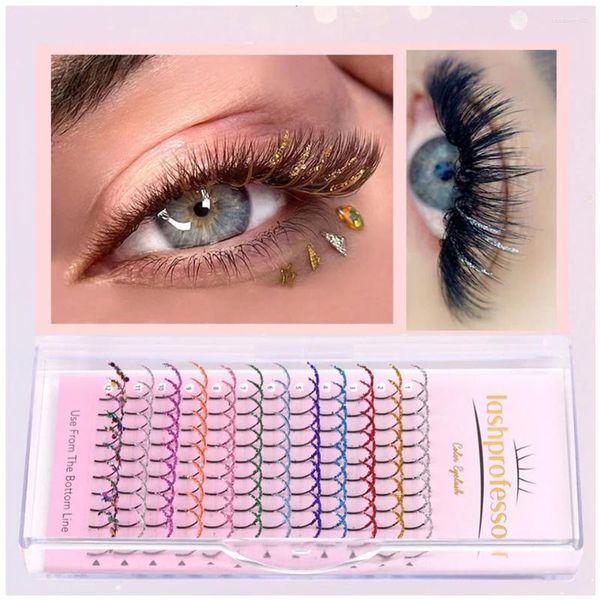 Cílios falsos lashprofessor color glitter spike cílios moda moda spikes de fada premada brilhante cilas de maquiagem individual