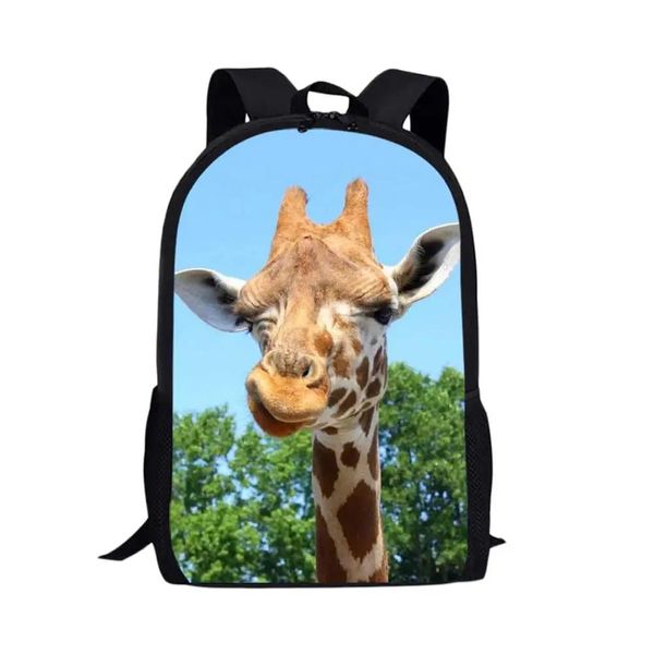 Taschen Mode Kinder Rucksack für Jungen Mädchen Rucksack Niedliche Giraffe 3D Muster Studenten Schultaschen Teenager Rucksack mit großer Kapazität