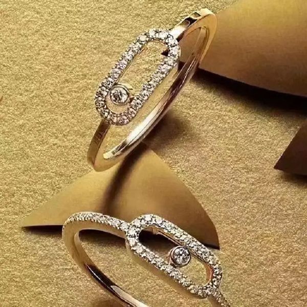 Anello da donna in argento sterling S925 con gioielli di lusso francesi, taglio brillante, diamante mobile, serie MOVE UNO, regalo di fidanzamento 240113