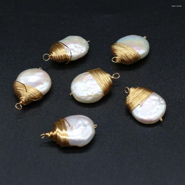 Anhänger Halsketten 1 stück Natürliche Süßwasser Perle Mode Draht Wicklung Irregural Perle Für Schmuck Halskette Machen Größe 15x22mm