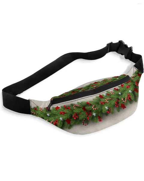 Marsupi Albero di Natale Aghi di pino Borsa con fiocco per caramelle Cintura da donna da uomo Confezione di grande capacità Petto a tracolla unisex