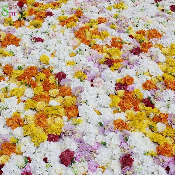 Dekorative Blumen SPR 2,4 m 3 m Hochzeit Ombre Blumenwand weiß gelb Hintergrund künstliche Reihe Bogen Flore