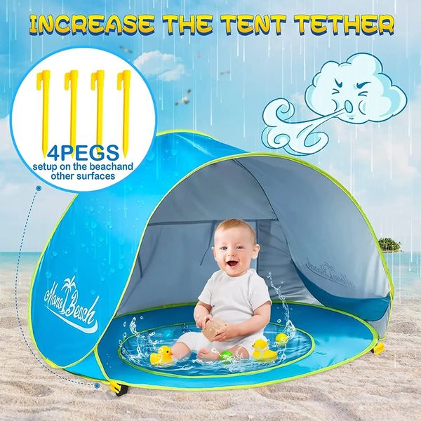 Tenda da spiaggia per bambini Ombra Protezione UV Riparo per il sole Giocattoli da esterno per bambini Piscina Casa Tenda da spiaggia Giocattoli per bambini Bambini 240113