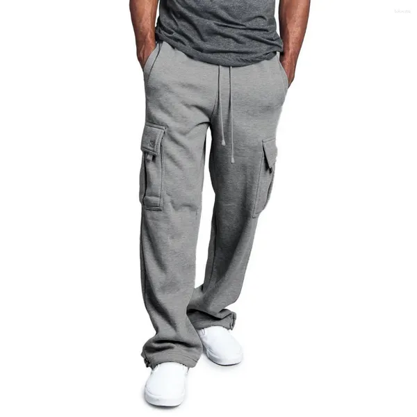 Erkekler Pantolon Trailsuit Cep Kargo Sweatpants Erkek Spor Örme Joggers Erkekler Solid Spring Street Giyim 2024 Ter