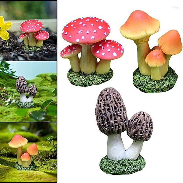 Dekorative Figuren Mini Garten Simulieren Pilz Ornament Dekoration Statue Wasserdichte Figur Harz Kawaii Rasen Dekorationen Zubehör