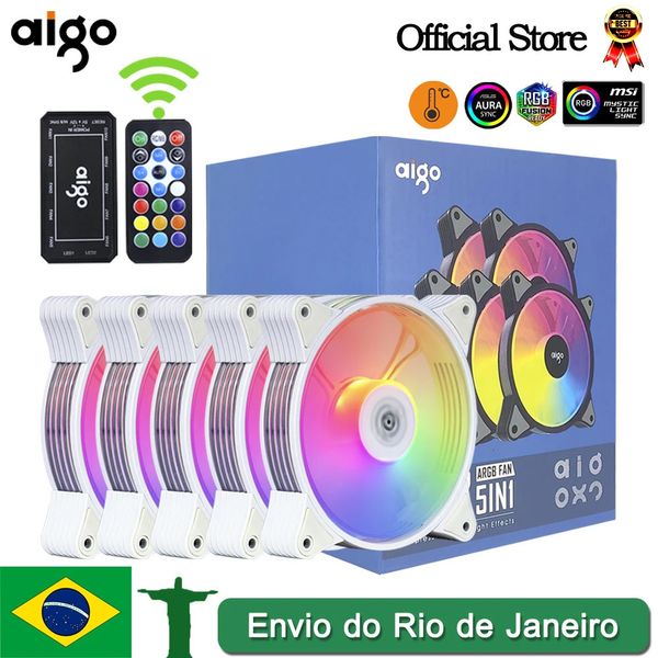 Aigo AR12 weiß 120 mm RGB-LÜFTER, Lüfter für PC, Gamer, Computergehäuse, Lüfter, Kühlung, Kühler, 12 cm, Geschwindigkeit anpassen, 12 V ARGB-Lüfter, Ventoinha 240113