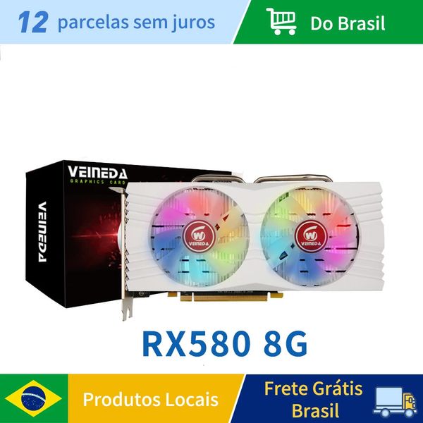 Видеокарта VEINEDA RX580, 8 ГБ, 256 бит, 2048SP, видеокарты GDDR5 серии RX 580, задняя панель, тепловые трубки, 8-контактный разъем, восстановленный 240113