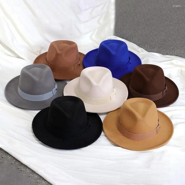 Boinas vintage jazz chapéu macio toque anti-encolhimento respirável textura de lã fedora wear