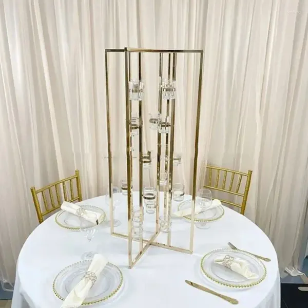Placas decorativas sem vidro luxo vela parede vaso de ouro metal flor suporte decoração decorações de casamento