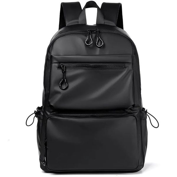 14-дюймовый мужской рюкзак большой емкости для путешествий и отдыха, однотонный компьютерный рюкзак из искусственной кожи, модный мужской и женский школьный рюкзак для студентов 240113