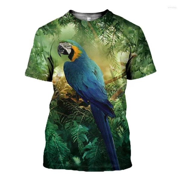 Homens camisetas Papagaio Figura 3D Impresso T-shirt Homens Mulheres Verão Moda Legal Manga Curta Harajuku Estilo Rua Casual Camisa Tee