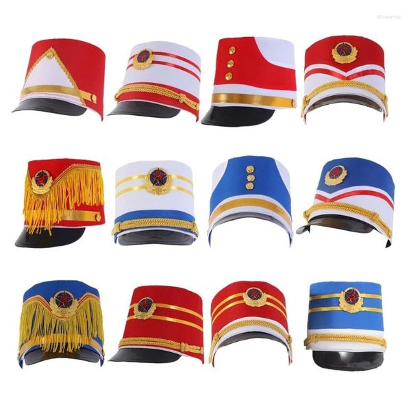 Berets Tambor Majors Chapéu Vintage Halloween Marchas Banda Cavaleiro Feltro Natal Cosplay Mostrar Acessórios