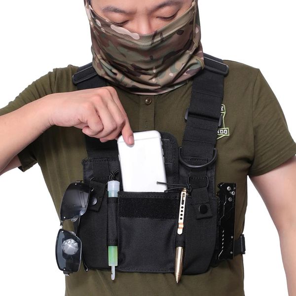 Talkie colete tático militar, equipamento de peito, bolsa, walkie talkie, coldre de cintura, mochila, airsoft, rádio bidirecional, bolsa de caça