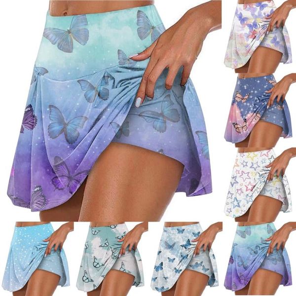 Saias femininas atléticas elásticas plissadas tênis run yoga shorts internos elásticos esportes golf skorts roupas de design de moda