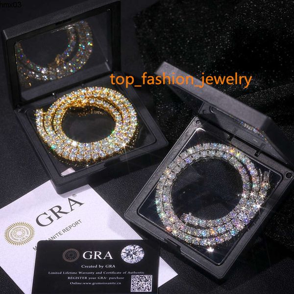 Colar pulseira passa teste de diamante hip hop jóias fábrica congelada 3mm 4mm 5mm 6mm vvs diamante Polegada moissanite tênis corrente
