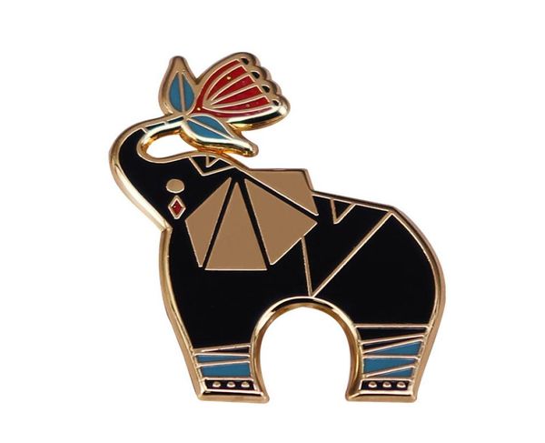 Desenhos animados boêmio elefante africano broche pinos esmalte metal emblemas lapela pino broches jaquetas moda jóias acessórios 9793769