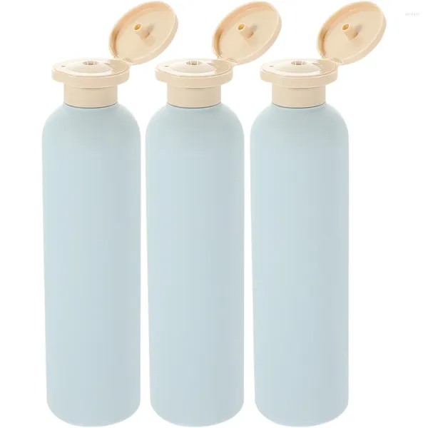 Bottiglie di stoccaggio 3 pezzi Flacone per lozione flip-top azzurro 260ml Gel doccia Shampoo Articoli da toeletta Plastica HDPE