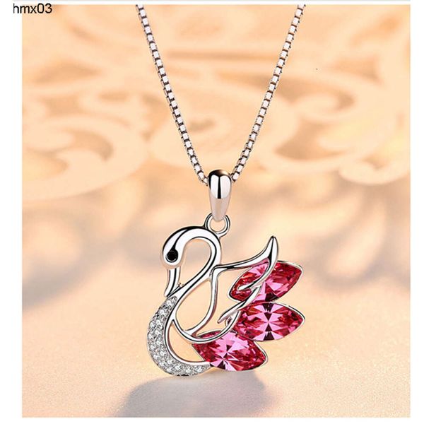 Collana con ciondolo a forma di cigno in argento sterling, catena con medaglione, ciondolo con ametista naturale, regalo per gioielli