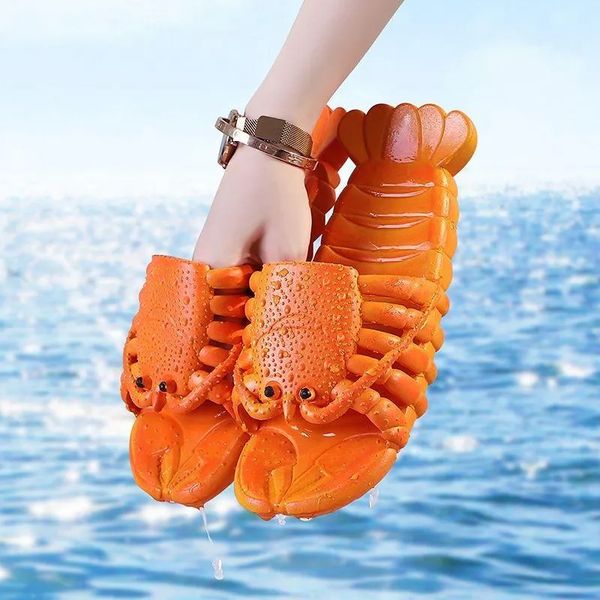 2024 sandali da spiaggia moda per donna uomo scarpe estive piatte signore morbida aragosta diapositive 15 cm 28 cm pantofole familiari sandali animali da donna