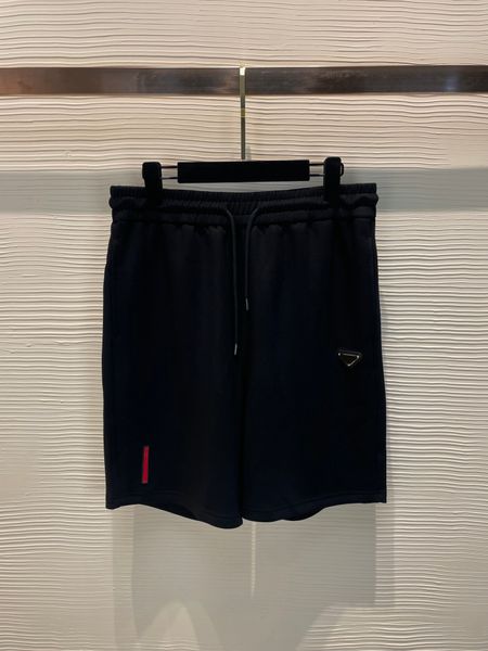 Designer triângulo novo shorts camiseta tecido romano respirável confortável macio casual masculino e feminino o mesmo preto