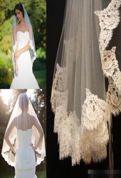 Nuovo arrivo breve pizzo accessori da sposa veli avorio floreale alencon accessori da sposa da sposa economici in stockg mo659351998