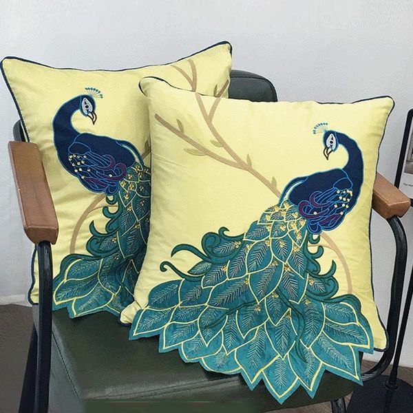 Kissen Retro Pfau Stickerei Abdeckungen ethnischen Stil Abdeckung handgemachte Pailletten Zimmer Sofa Home Decor